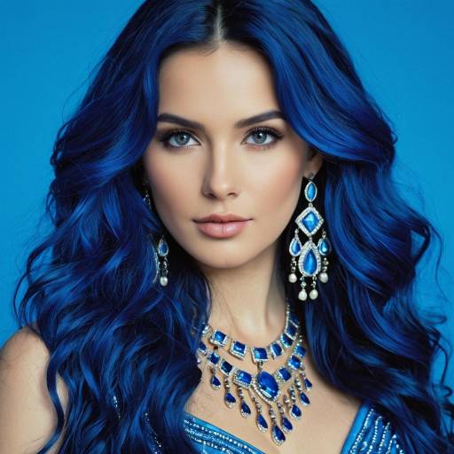 Woman with Vibrant Blue Hair and Jewelry
