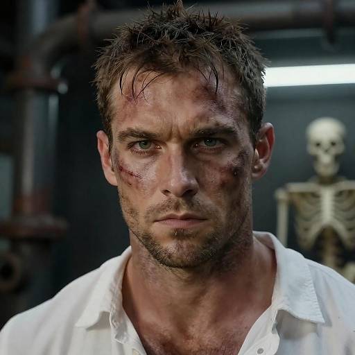 Intense Close-Up of a Rugged Man