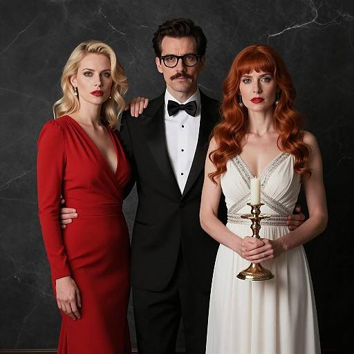 Elegant Trio Against Dark Marbled Backdrop