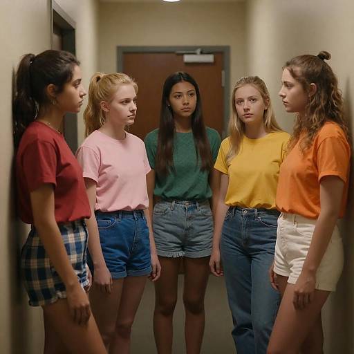 Dim Hallway Portrait of Five Women