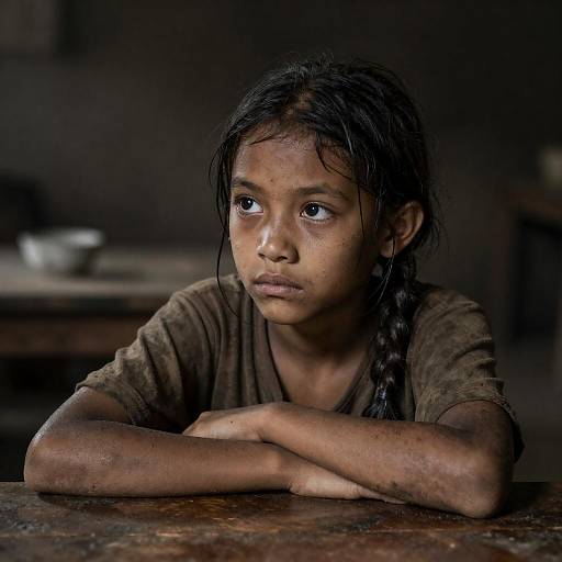 Contemplative Girl in Muddy Setting