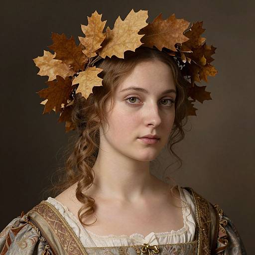 Renaissance Woman with Autumn Oak Wreath