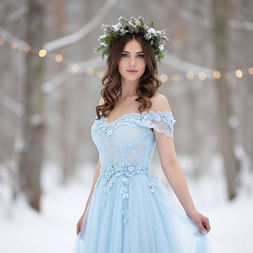 Ethereal Woman in Snowy Forest