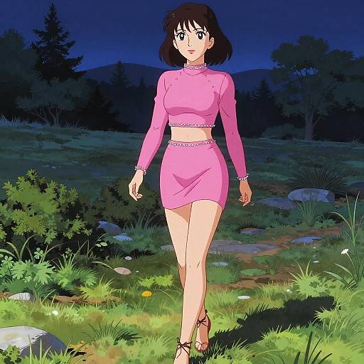 Toned Woman in Pink Party Outfit