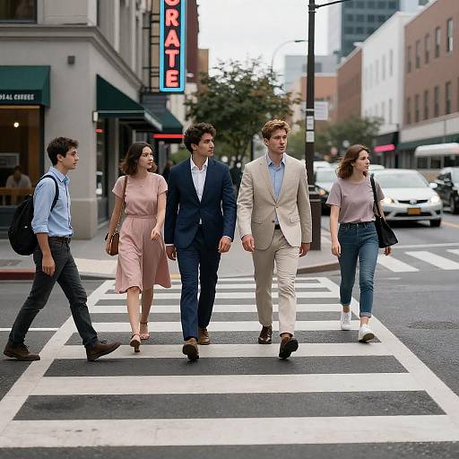 Urban Crosswalk Scene with Pedestrians