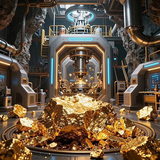 Futuristic Gold Mine Sci-Fi Interior