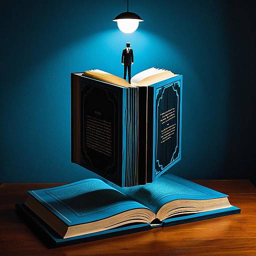 Surreal Magritte Inspired Intarsia Levitating Book