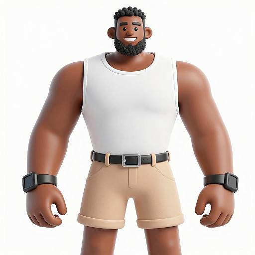 Stylized 3D Muscular Black Man Image