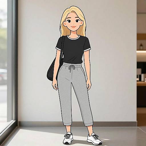 Smiling Casual Sporty Woman Indoors