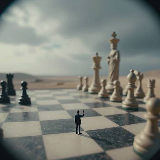 Surreal Chessboard Under Gloomy Sky