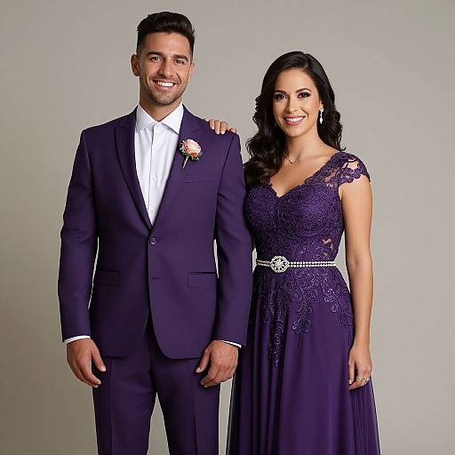 Elegant Purple Coordinated Couple