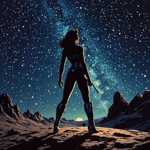 Silhouette of Woman Under Starry Night Sky