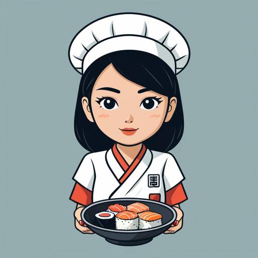 Cartoon Sushi Chef Aerial Vector Art