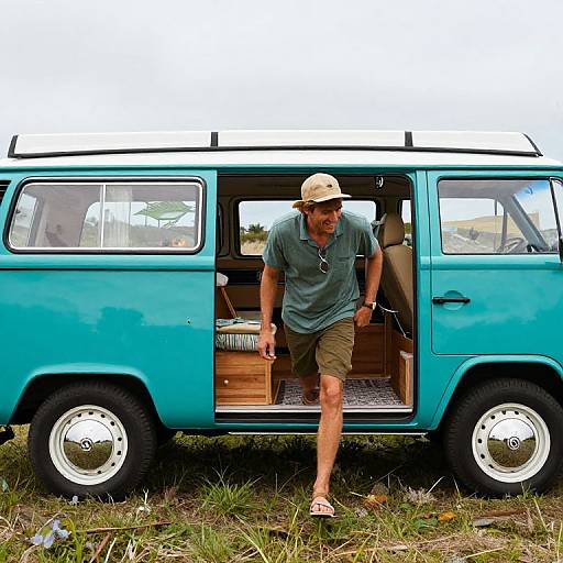 Teal Volkswagen Camper Van Adventure