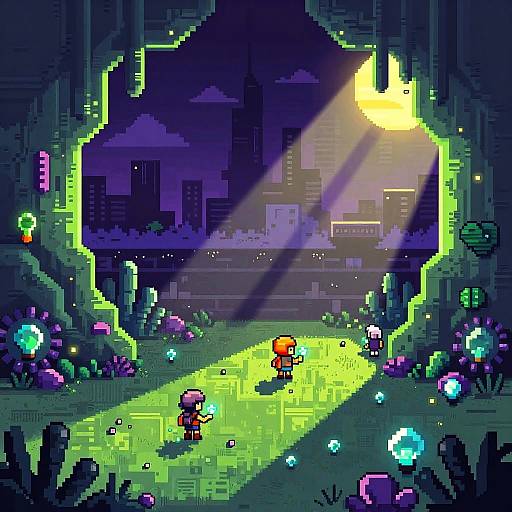 Pixel Art Crystal Cavern Adventure