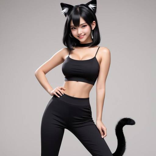 Confident Mischievous Cat Girl Portrait Confident Mischievous Cat Girl Portrait
