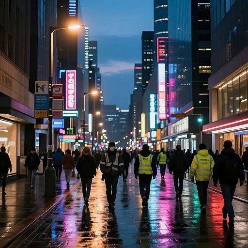 Futuristic Neon City Street Scene