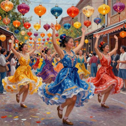 Joyful Girls Dancing at Festival