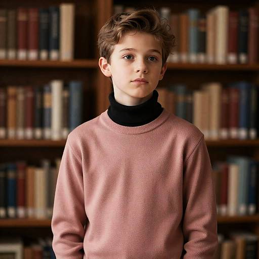 Thoughtful Teenage Boy in Library