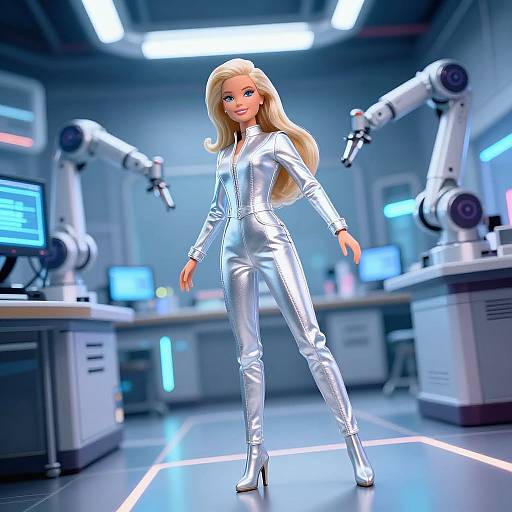 Futuristic Barbie in Silver Jumpsuit