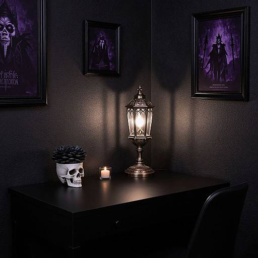 Gothic Minimalist Dorm Study Nook