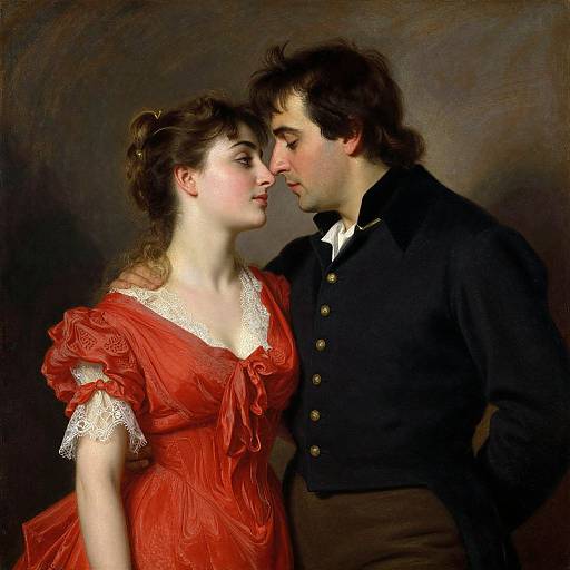 Romantic Embrace in Hayez Style