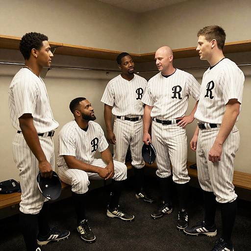 Casual Moment in a Baseball Locker Room