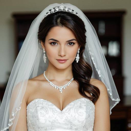 Elegant Bride in White Wedding Dress