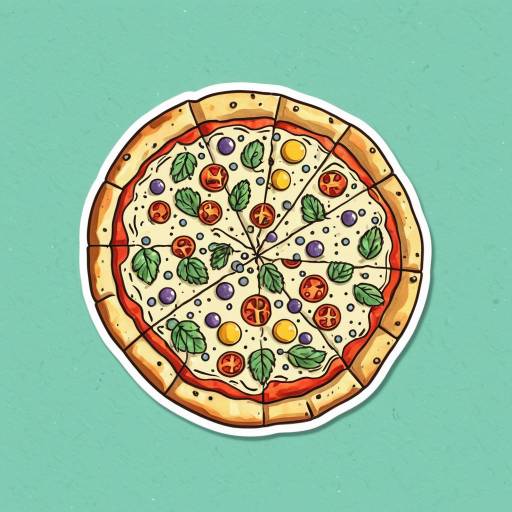 Vibrant Watercolor Pizza Sticker Design