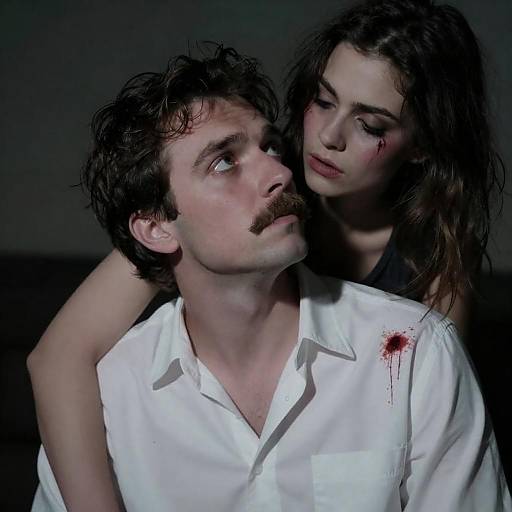 Dark Intimate Portrait with Bloodstain