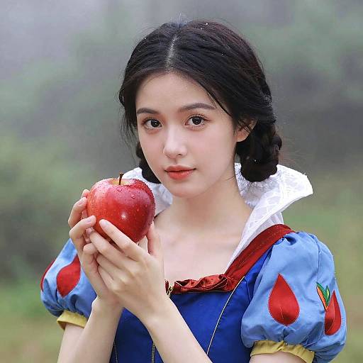 Realistic Snow White with Red Apple
