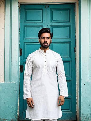Man in Simple White Kurta Pajama