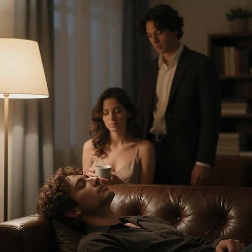 Candid Moment in Dimly Lit Room