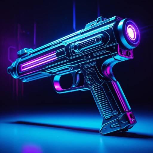 Futuristic Ray Gun in Neon Lighting