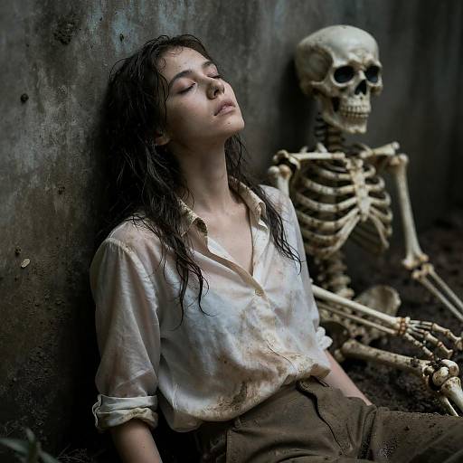 Mysterious Woman and Skeletal Figure
