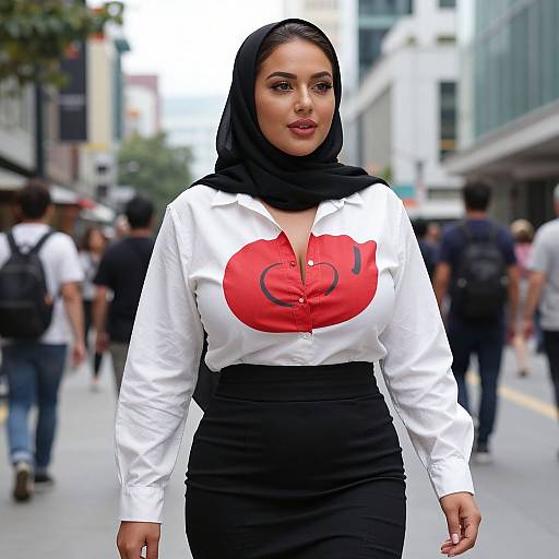 Confident Woman in Stylish Urban Outfit