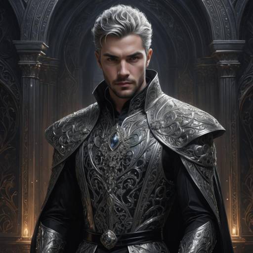 Elegant Gothic Man in Silver Attire Elegant Gothic Man in Silver Attire