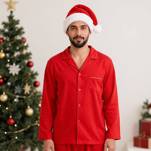 Male in Red Christmas Pajamas