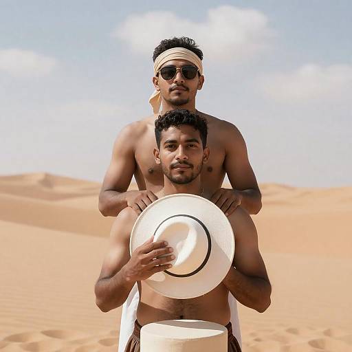 Desert Duo with Hat and Embrace