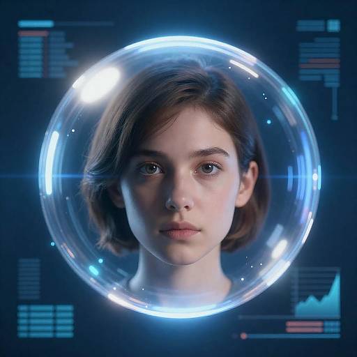 Futuristic Portrait with Glowing Data Sphere