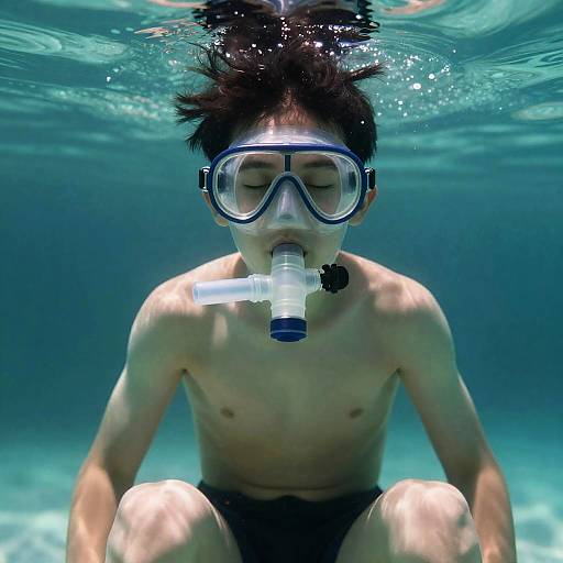 Underwater Boy with Oxygen Mask