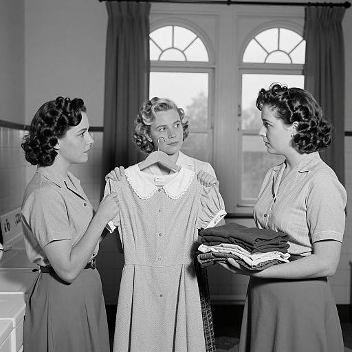 Vintage Laundry Room with Three Women