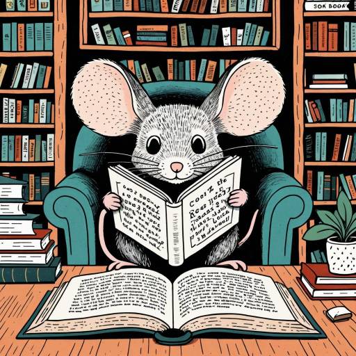 Mouse Reading in Cozy Library Nook