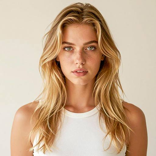 Intense Gaze of a Blonde Woman