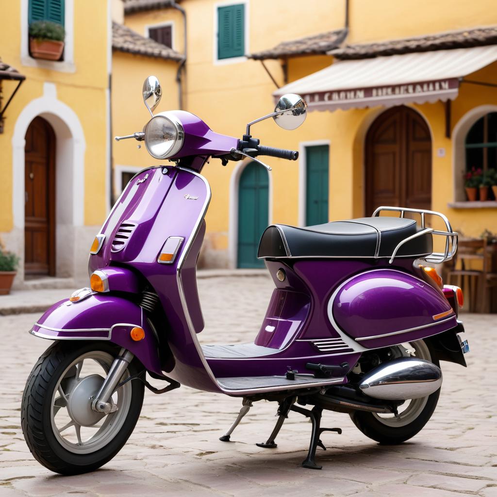 Vintage Moped in Charming Village Square