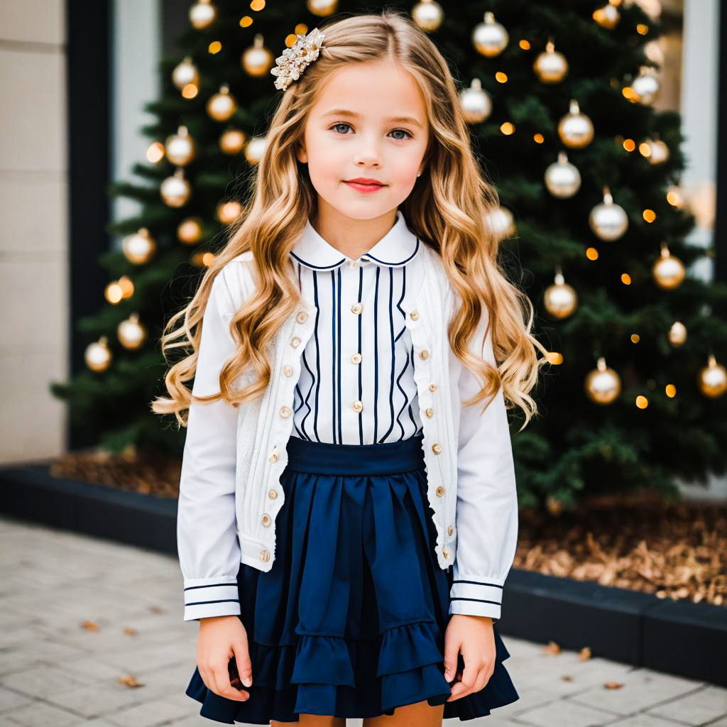 Charming Young Girl in Festive Outfit