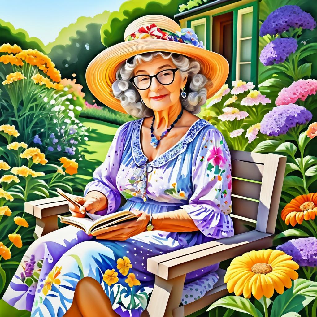 Surreal Garden Portrait of an Elderly Woman