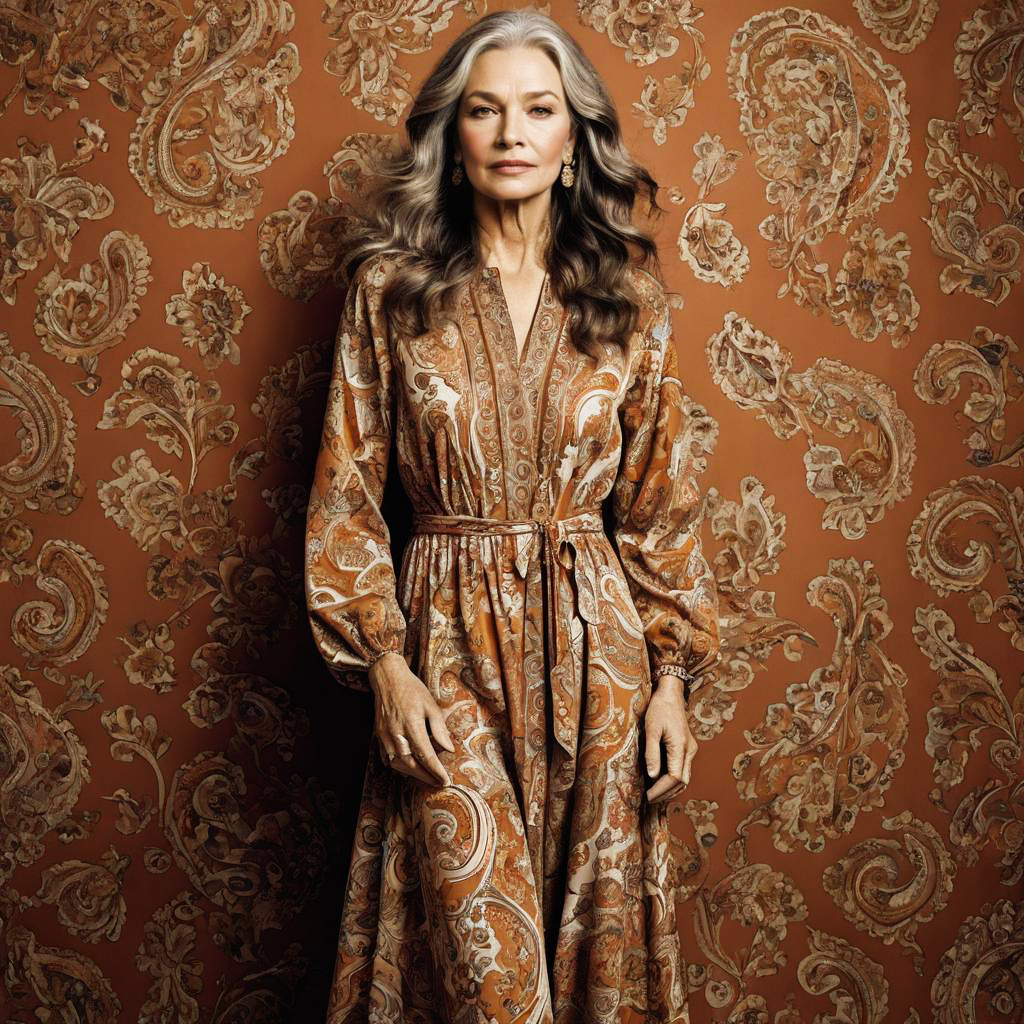 Elegant Grandmother in Paisley Print Dress