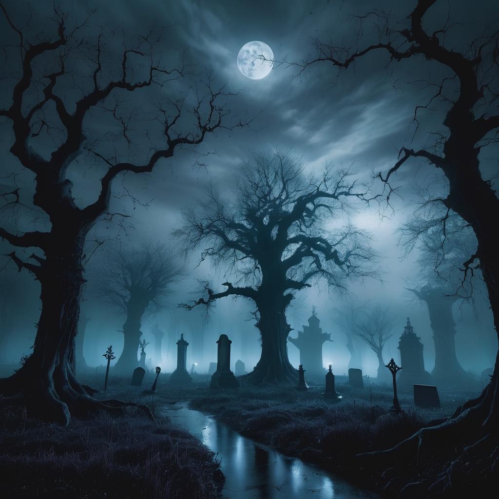 Mystical Graveyard Under a Dark Sky