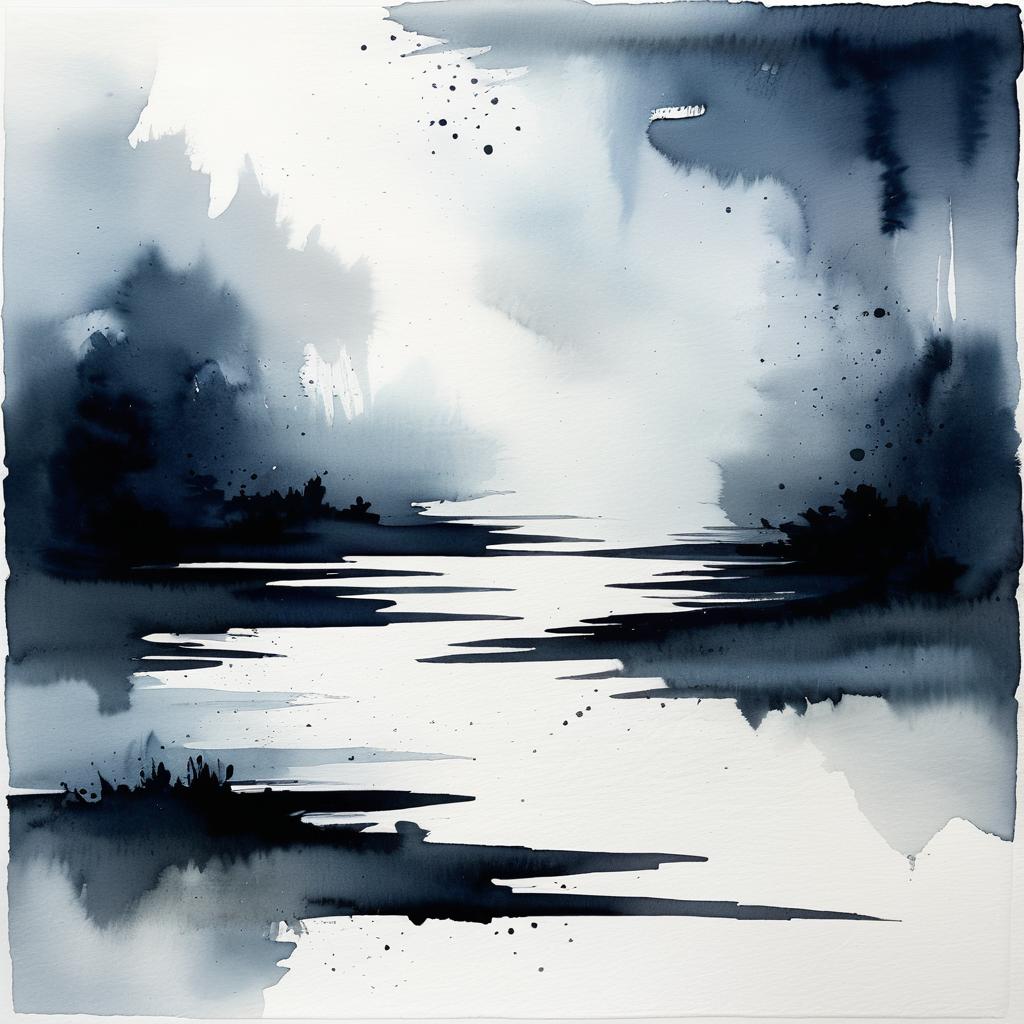 Zen Minimalist Dark Watercolor Artwork